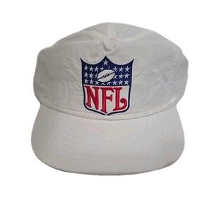 MINT Vtg 90s NFL Shield SOFT NYLON Rope Hat MADE IN USA Leather Strapback Cap
